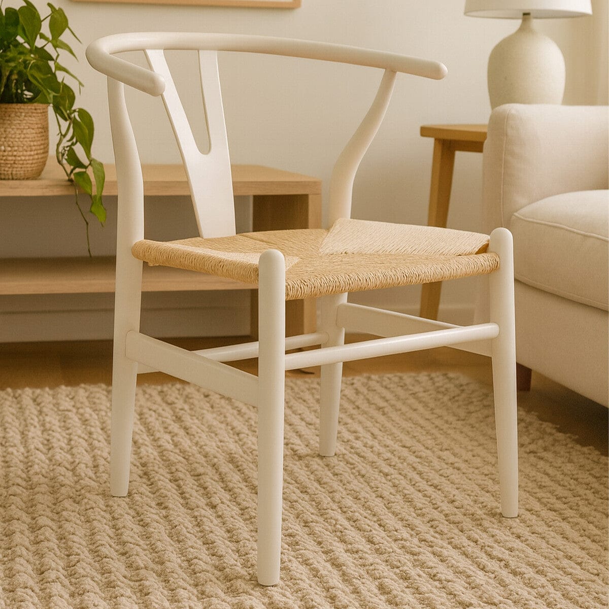 Hamilton Interiors Living Lyon Wishbone Antique White Chair House of Isabella UK