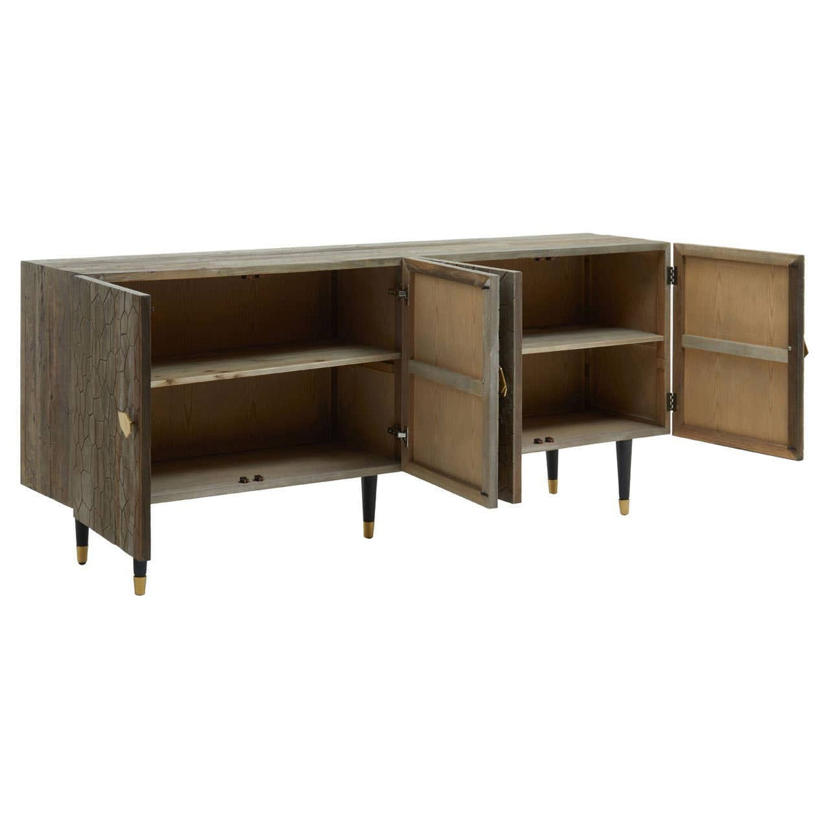 Hamilton Interiors Living Malay Recycled Elm Wood 4 Door Sideboard House of Isabella UK