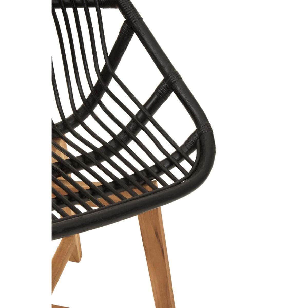 Hamilton Interiors Living Manado Black Natural Rattan And Teak Chair House of Isabella UK