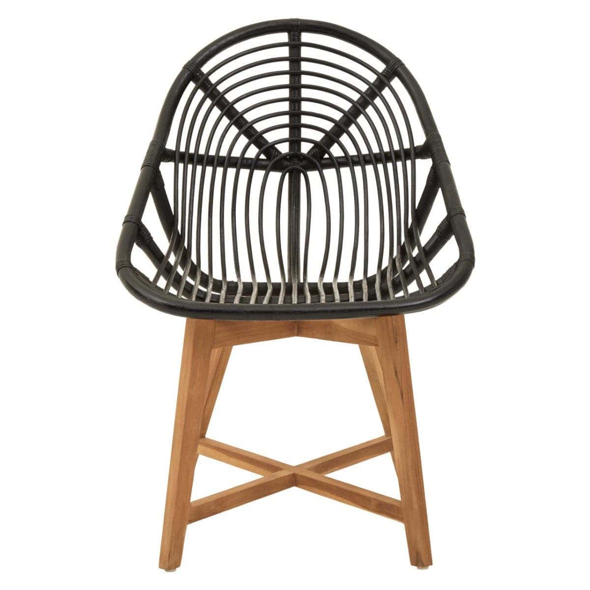 Hamilton Interiors Living Manado Black Natural Rattan And Teak Chair House of Isabella UK
