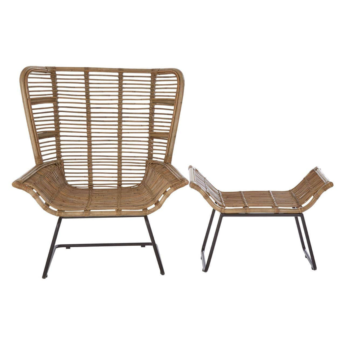Hamilton Interiors Living Manado Natural Rattan Lounge Chair And Footstool House of Isabella UK