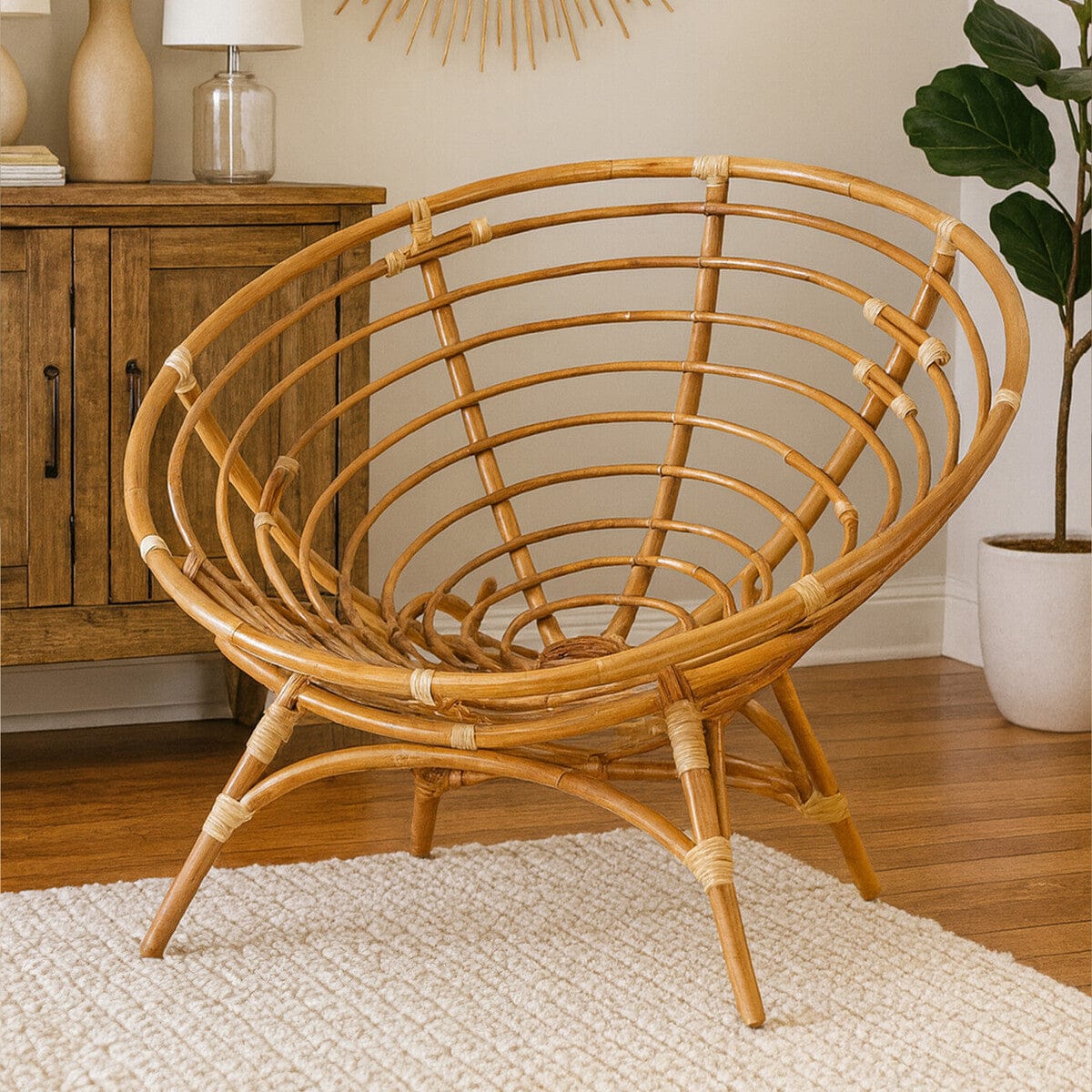 Hamilton Interiors Living Manado Papasan Natural Rattan Chair House of Isabella UK