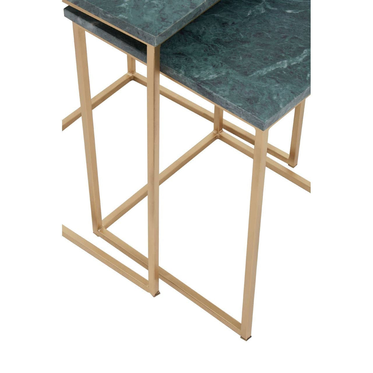 Hamilton Interiors Living Mandoli Nest Of 2 Green Marble Side Tables House of Isabella UK
