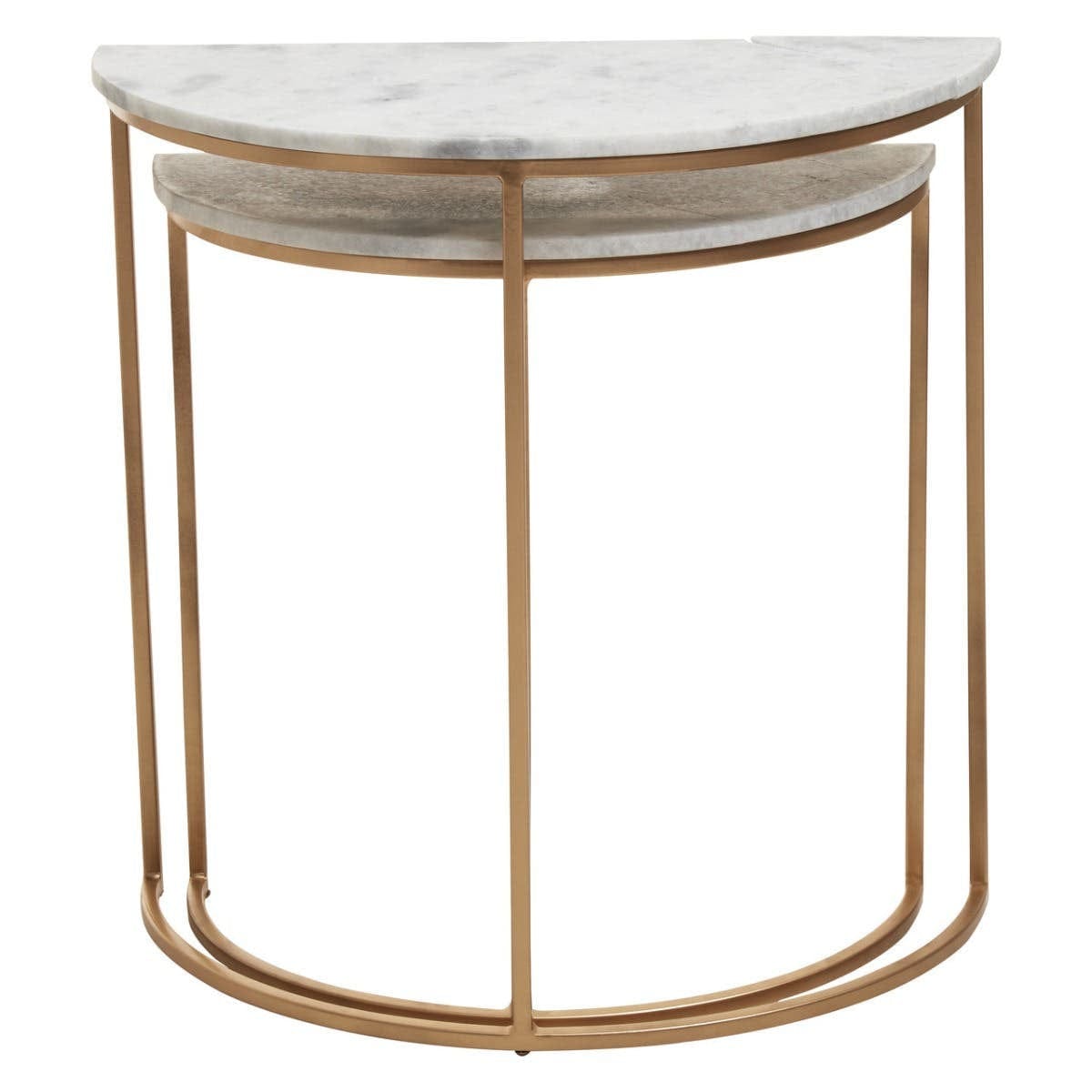 Hamilton Interiors Living Mandoli Nest Of 2 White Marble Top Semicircular Side Tables House of Isabella UK