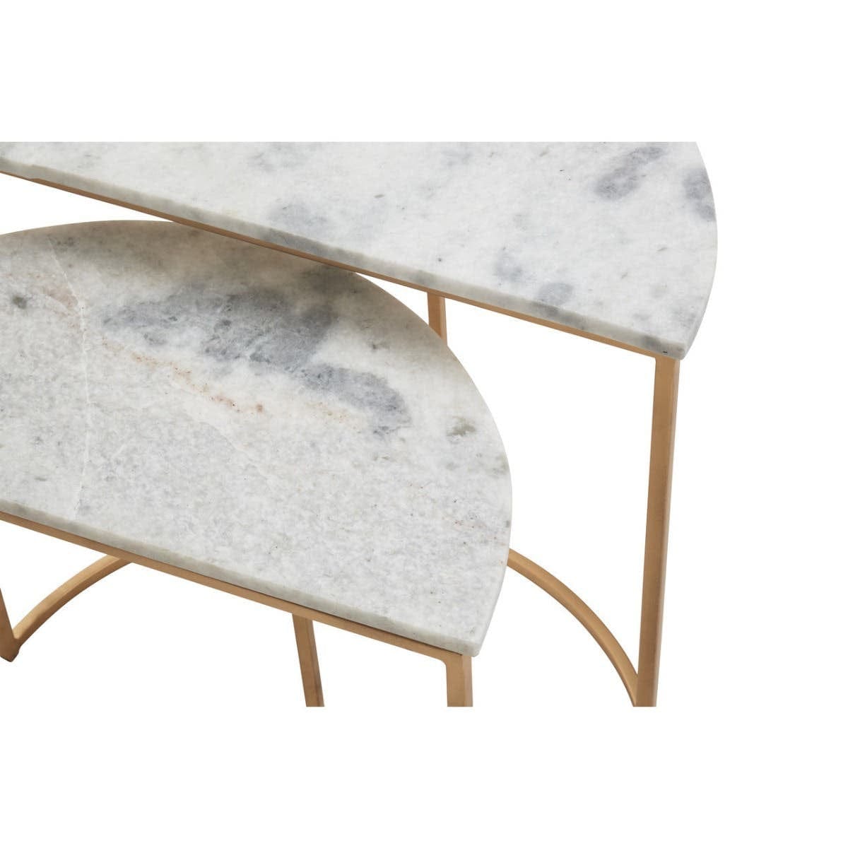Hamilton Interiors Living Mandoli Nest Of 2 White Marble Top Semicircular Side Tables House of Isabella UK