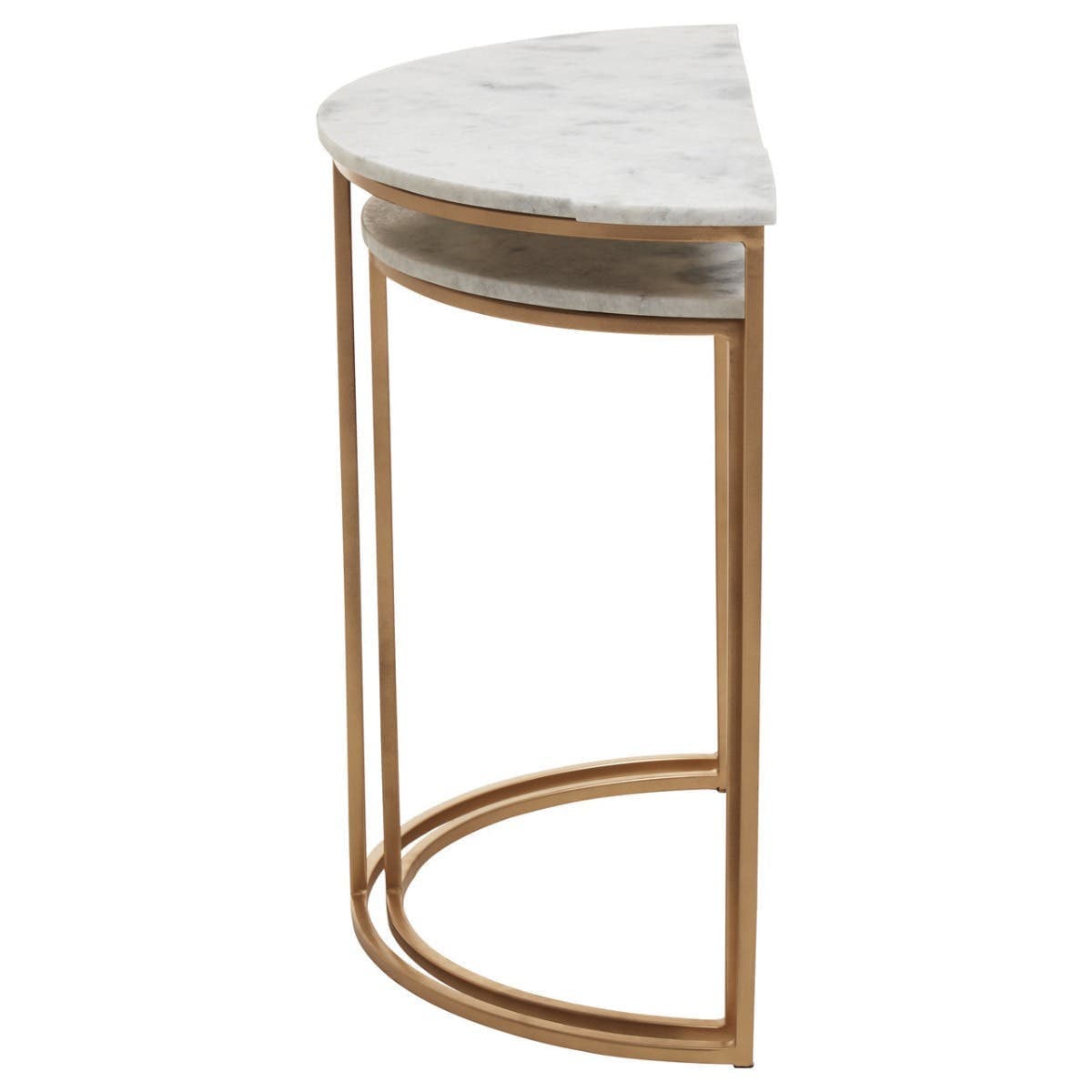 Hamilton Interiors Living Mandoli Nest Of 2 White Marble Top Semicircular Side Tables House of Isabella UK