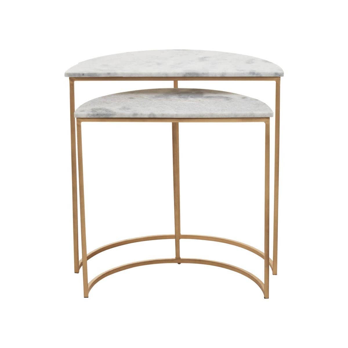 Hamilton Interiors Living Mandoli Nest Of 2 White Marble Top Semicircular Side Tables House of Isabella UK