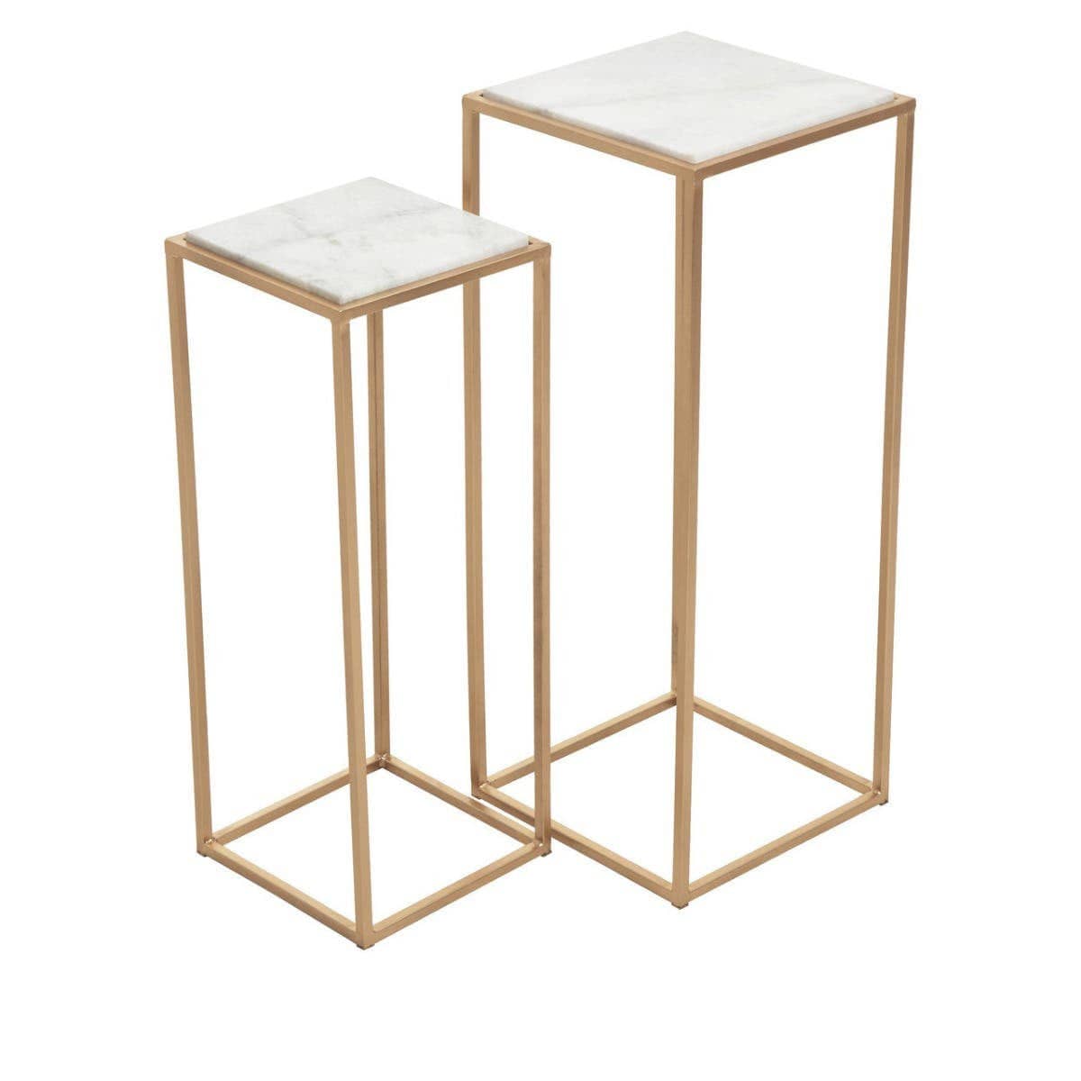 Hamilton Interiors Living Mandoli Nest Of 2 White Marble Top Square Side Tables House of Isabella UK