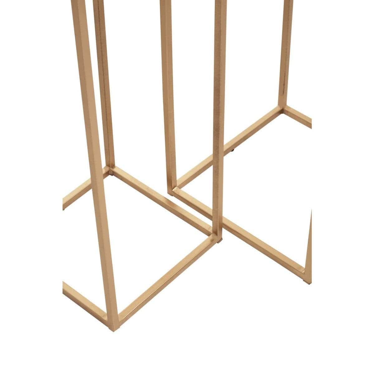 Hamilton Interiors Living Mandoli Nest Of 2 White Marble Top Square Side Tables House of Isabella UK