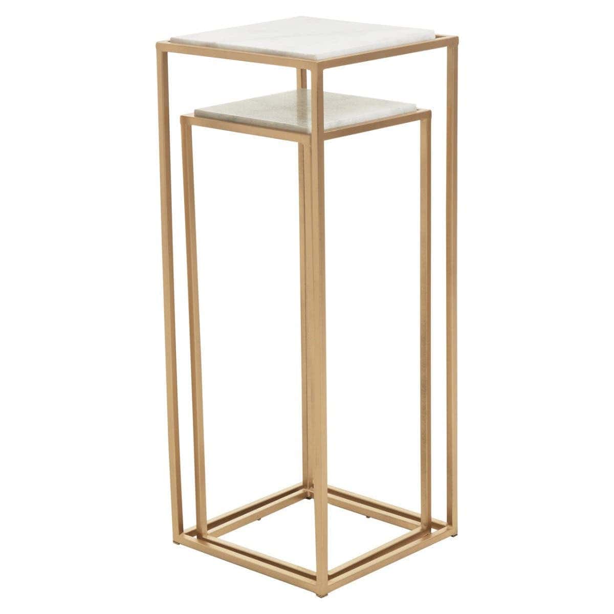 Hamilton Interiors Living Mandoli Nest Of 2 White Marble Top Square Side Tables House of Isabella UK