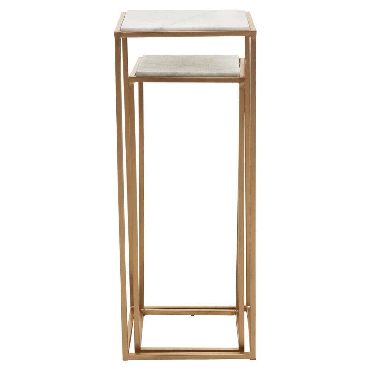 Hamilton Interiors Living Mandoli Nest Of 2 White Marble Top Square Side Tables House of Isabella UK