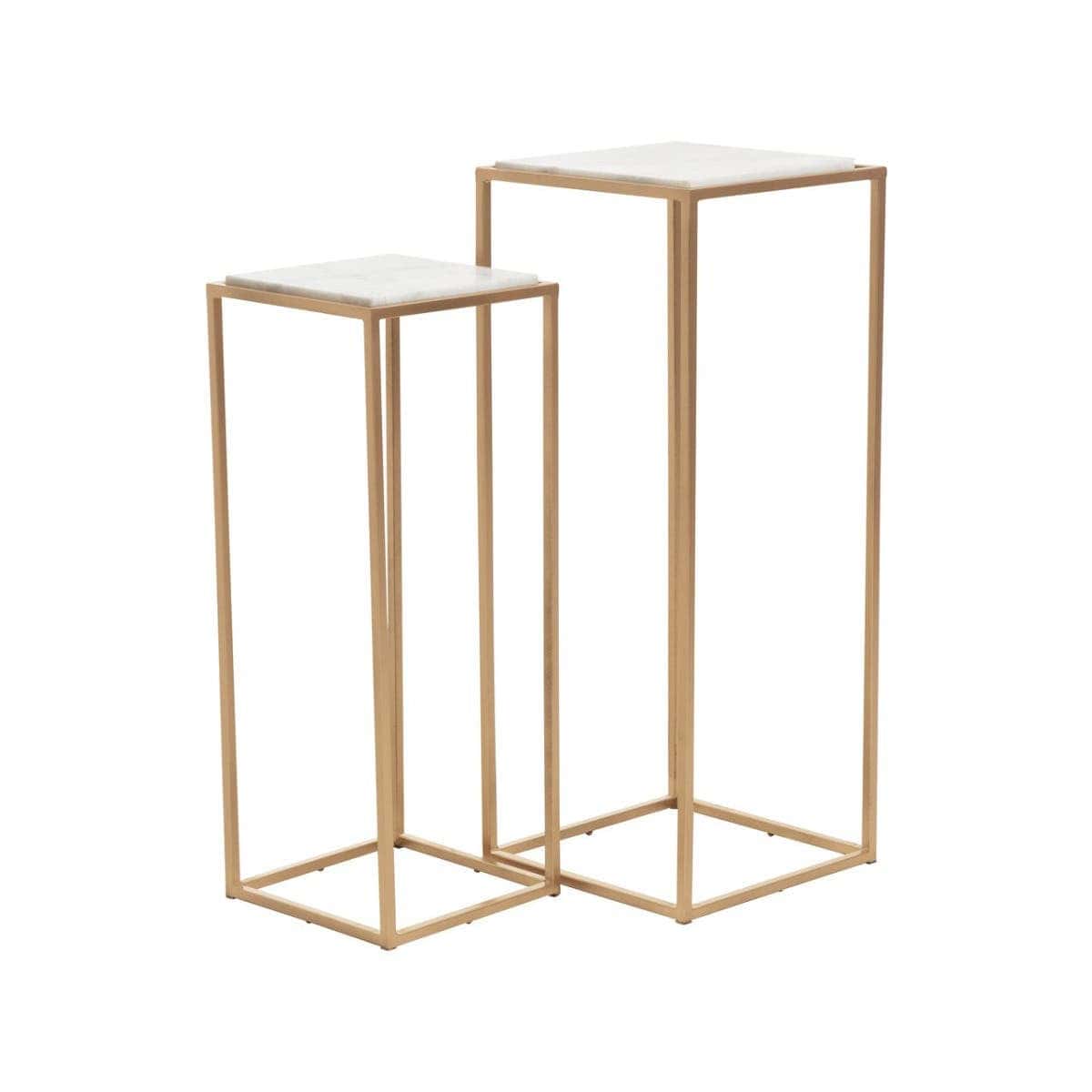 Hamilton Interiors Living Mandoli Nest Of 2 White Marble Top Square Side Tables House of Isabella UK
