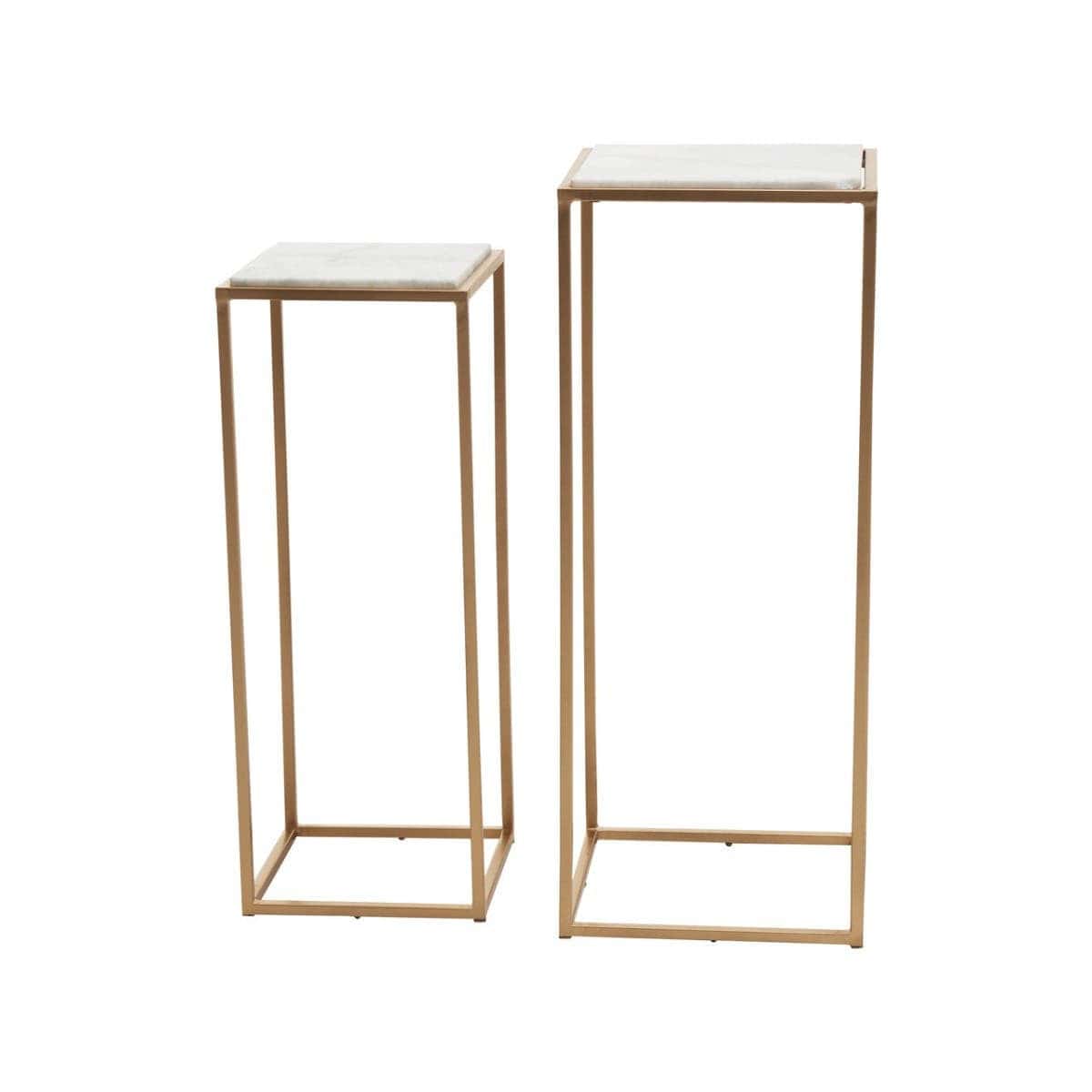 Hamilton Interiors Living Mandoli Nest Of 2 White Marble Top Square Side Tables House of Isabella UK
