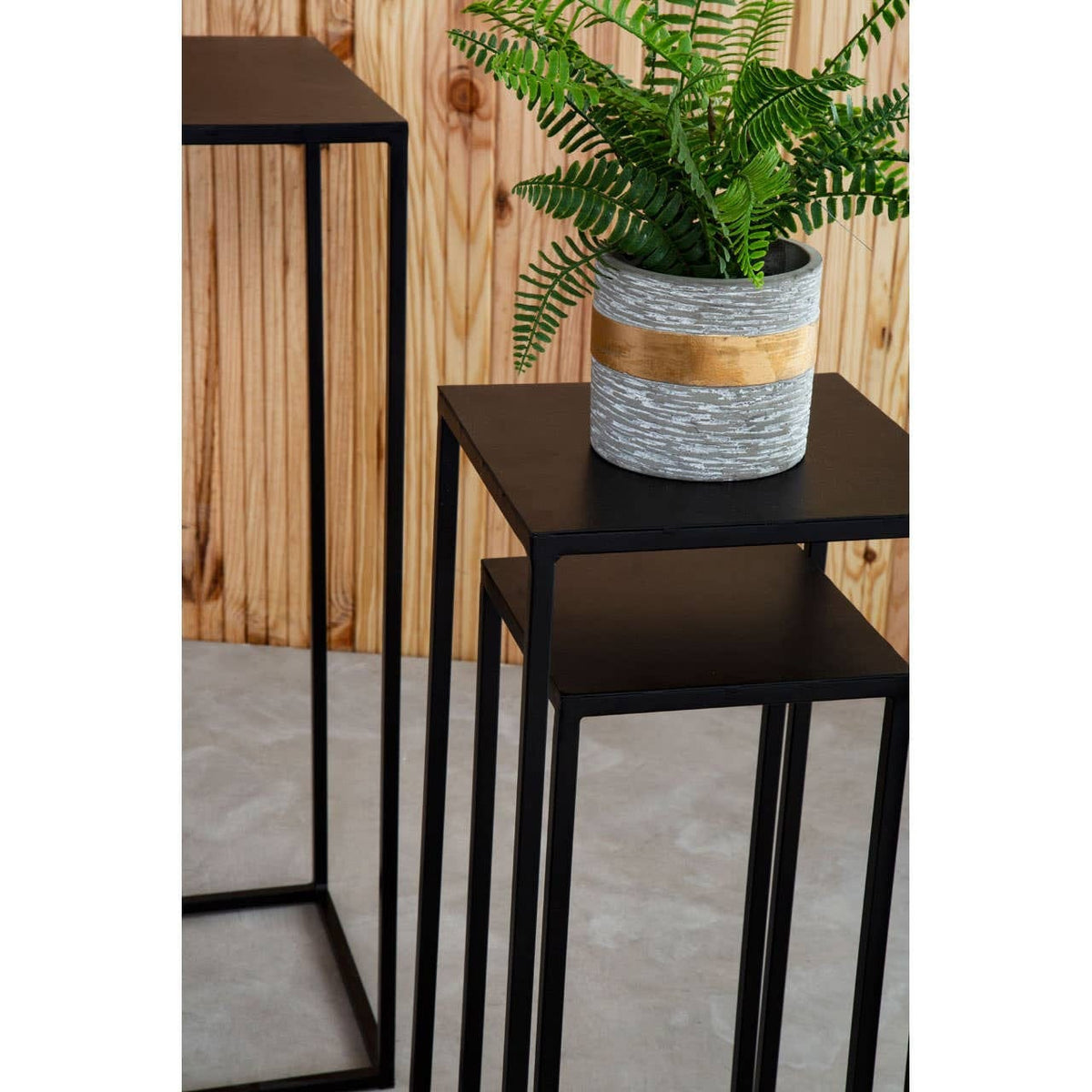 Hamilton Interiors Living Mandoli Nest Of 3 Black Side Tables House of Isabella UK