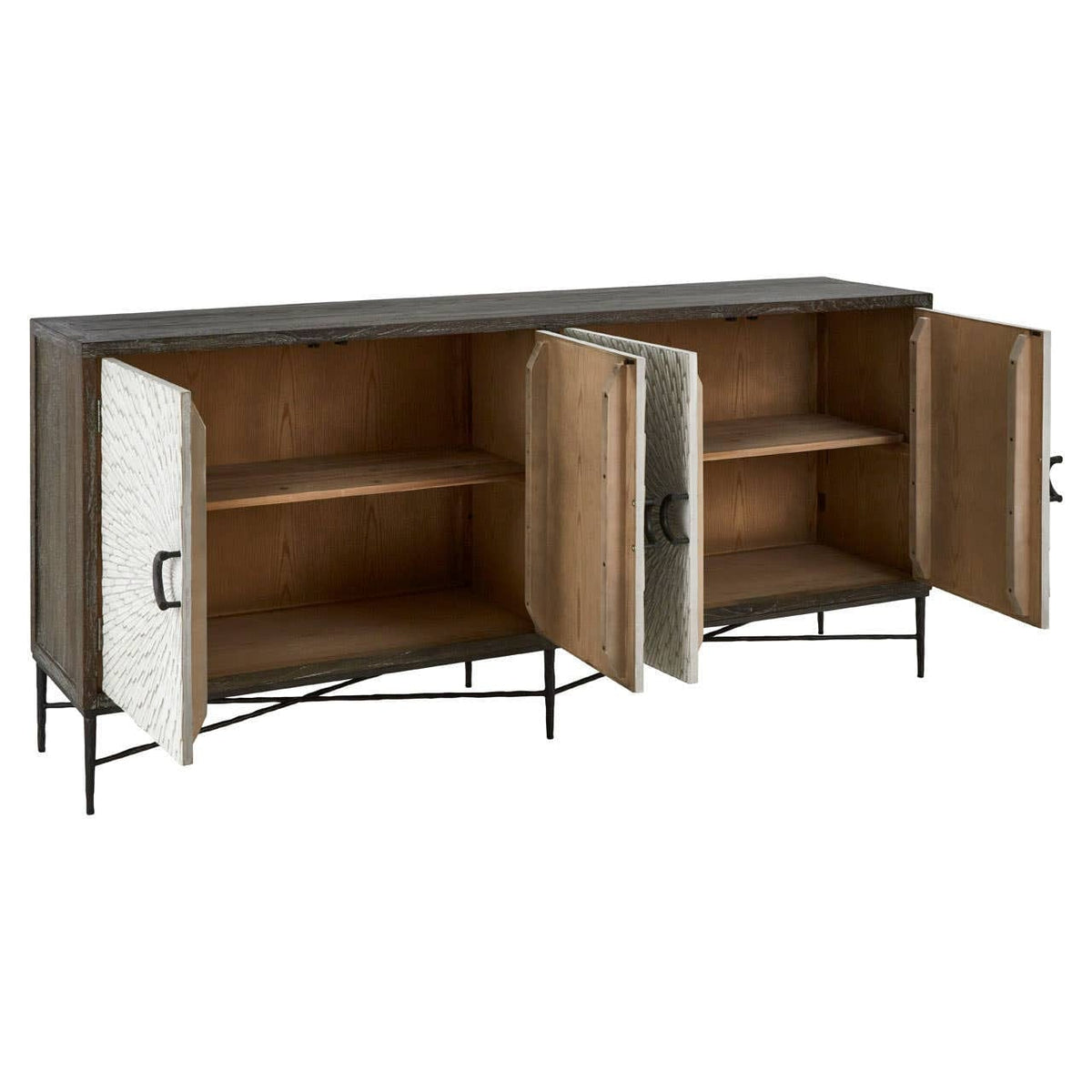 Hamilton Interiors Living Milan 4 Door Recycled Elm Wood Sideboard House of Isabella UK