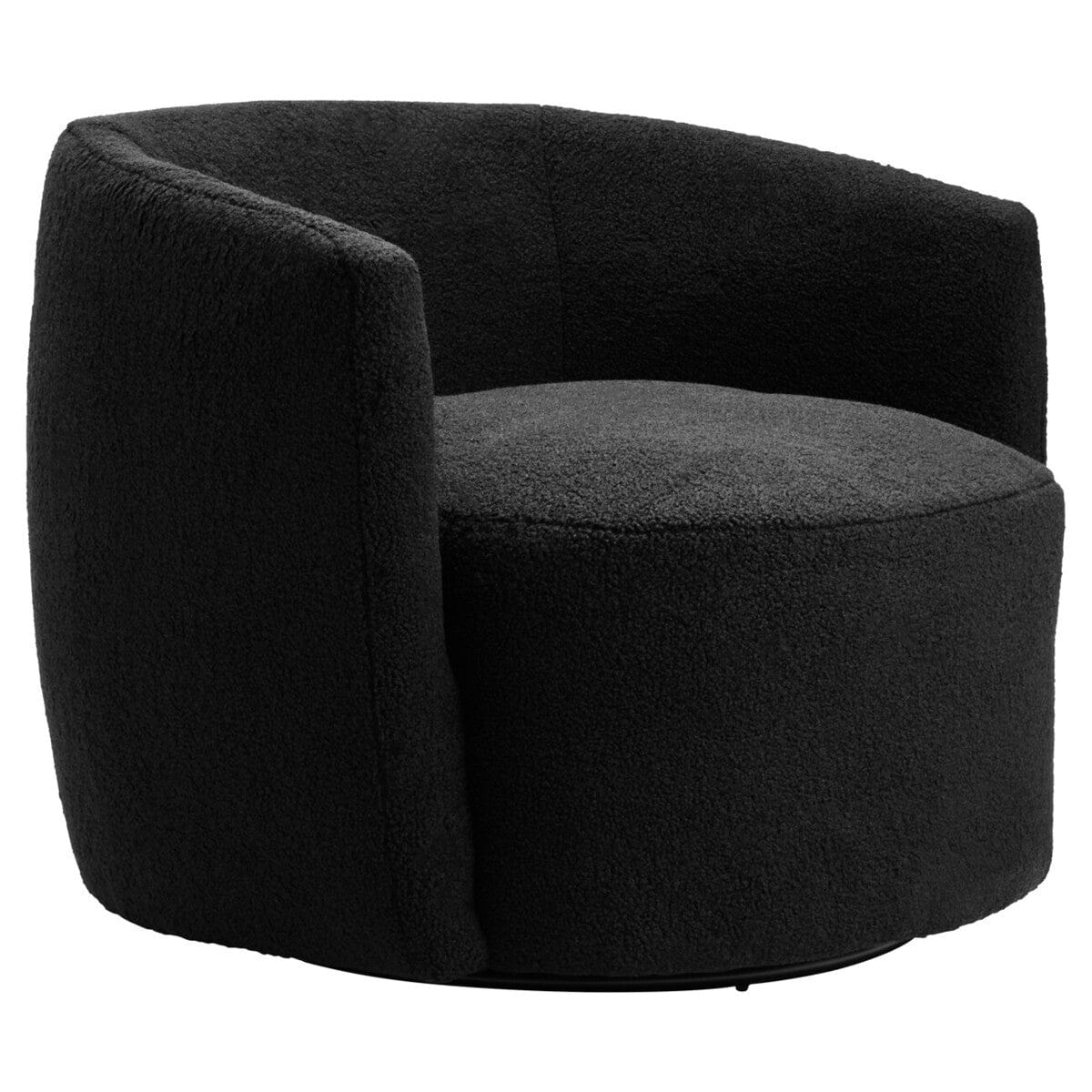 Hamilton Interiors Living Montreal Black Boucle Effect Curved Lounge Chair With Swivel Base House of Isabella UK