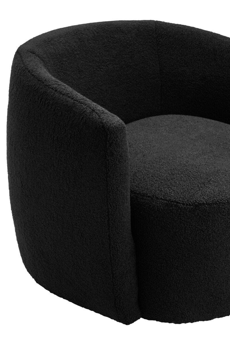 Hamilton Interiors Living Montreal Black Boucle Effect Curved Lounge Chair With Swivel Base House of Isabella UK