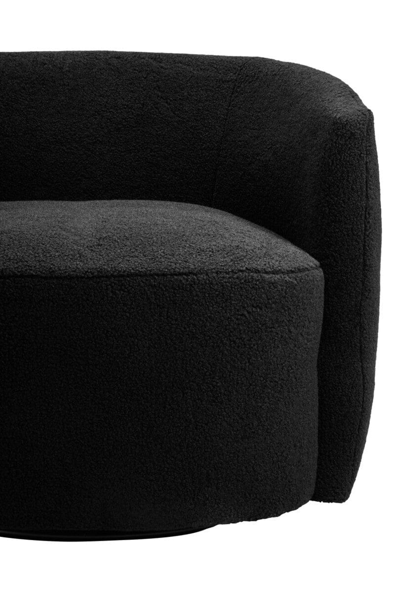 Hamilton Interiors Living Montreal Black Boucle Effect Curved Lounge Chair With Swivel Base House of Isabella UK