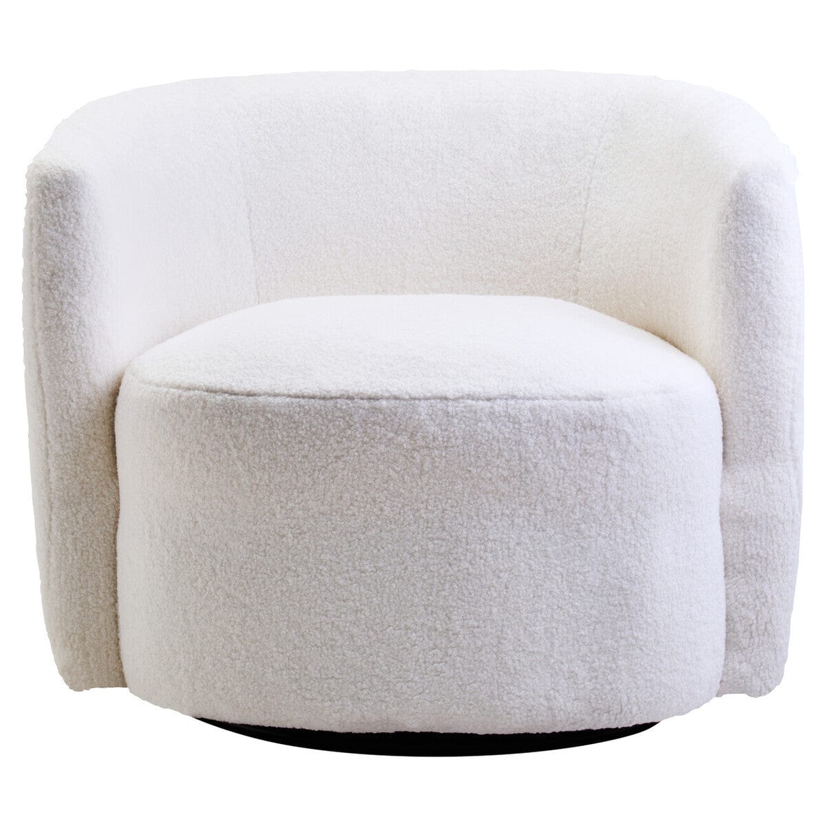 Hamilton Interiors Living Montreal Ivory Boucle Effect Curved Lounge Chair With Swivel Base House of Isabella UK