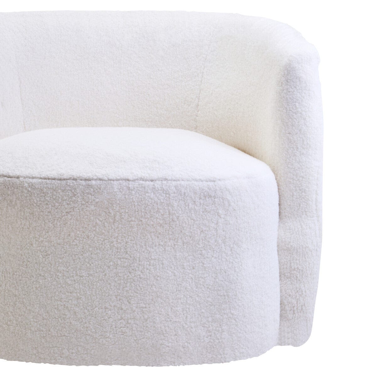 Hamilton Interiors Living Montreal Ivory Boucle Effect Curved Lounge Chair With Swivel Base House of Isabella UK