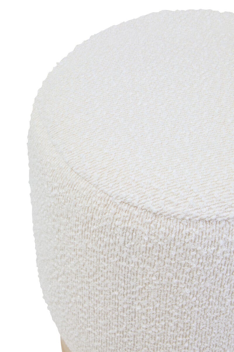 Hamilton Interiors Living Mota Burl Wood And Cream Boucle Round Stool House of Isabella UK