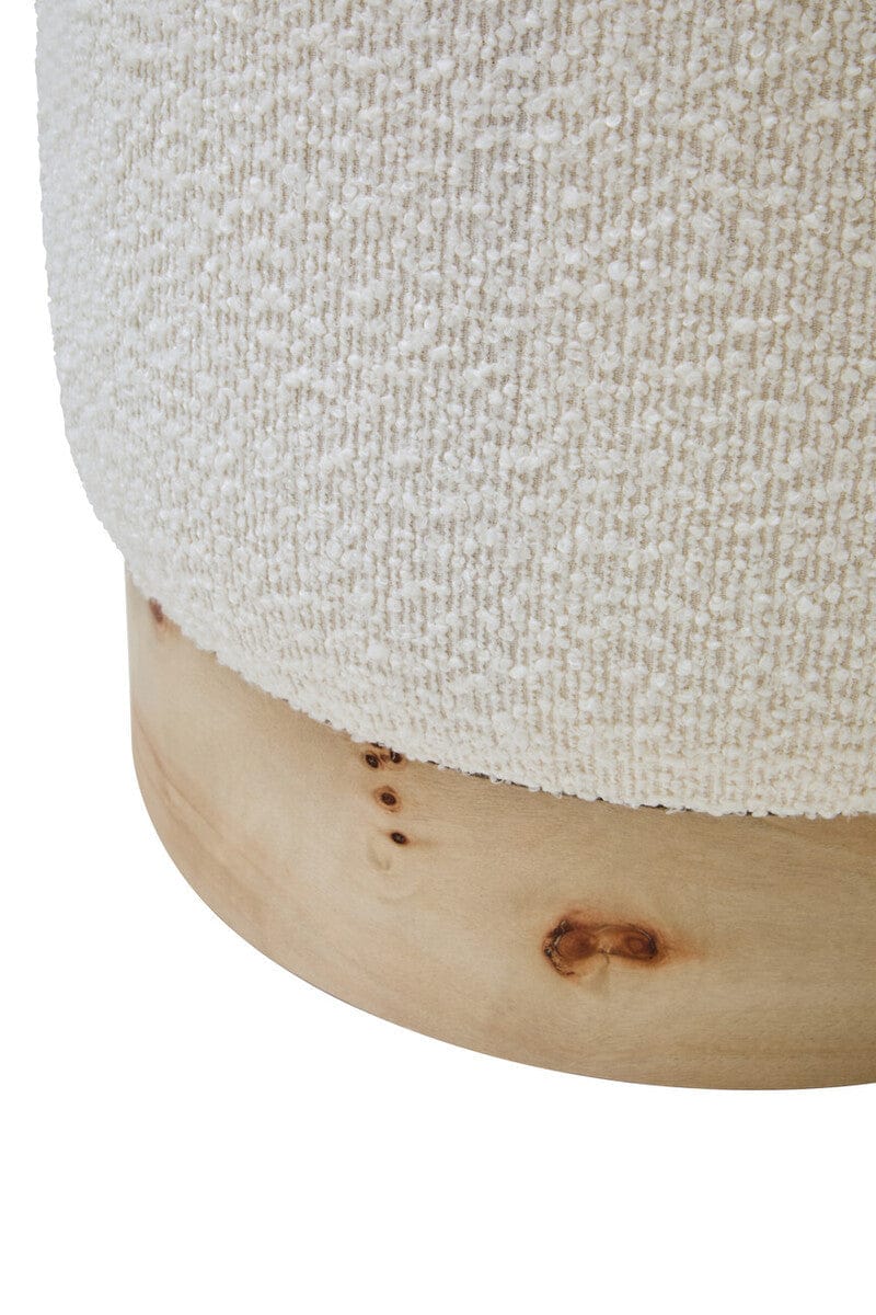 Hamilton Interiors Living Mota Burl Wood And Cream Boucle Round Stool House of Isabella UK