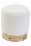 Hamilton Interiors Living Mota Burl Wood And Cream Boucle Round Stool House of Isabella UK