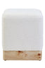 Hamilton Interiors Living Mota Burl Wood And Cream Boucle Sqaure Stool House of Isabella UK