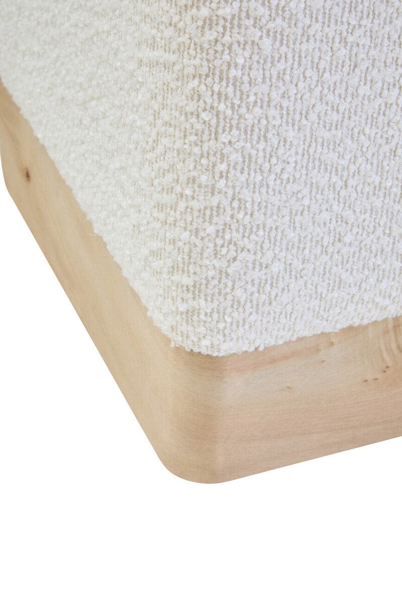 Hamilton Interiors Living Mota Burl Wood And Cream Boucle Sqaure Stool House of Isabella UK