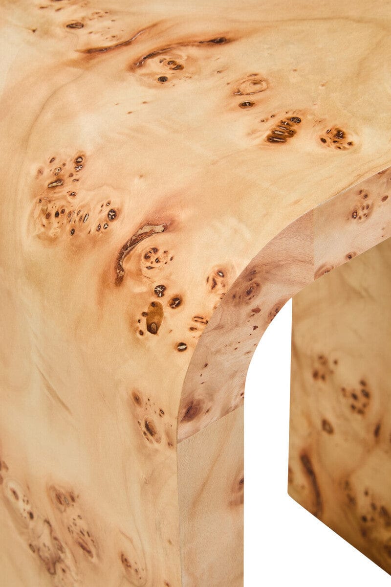 Hamilton Interiors Living Mota Burl Wood Design Curved Side Table House of Isabella UK