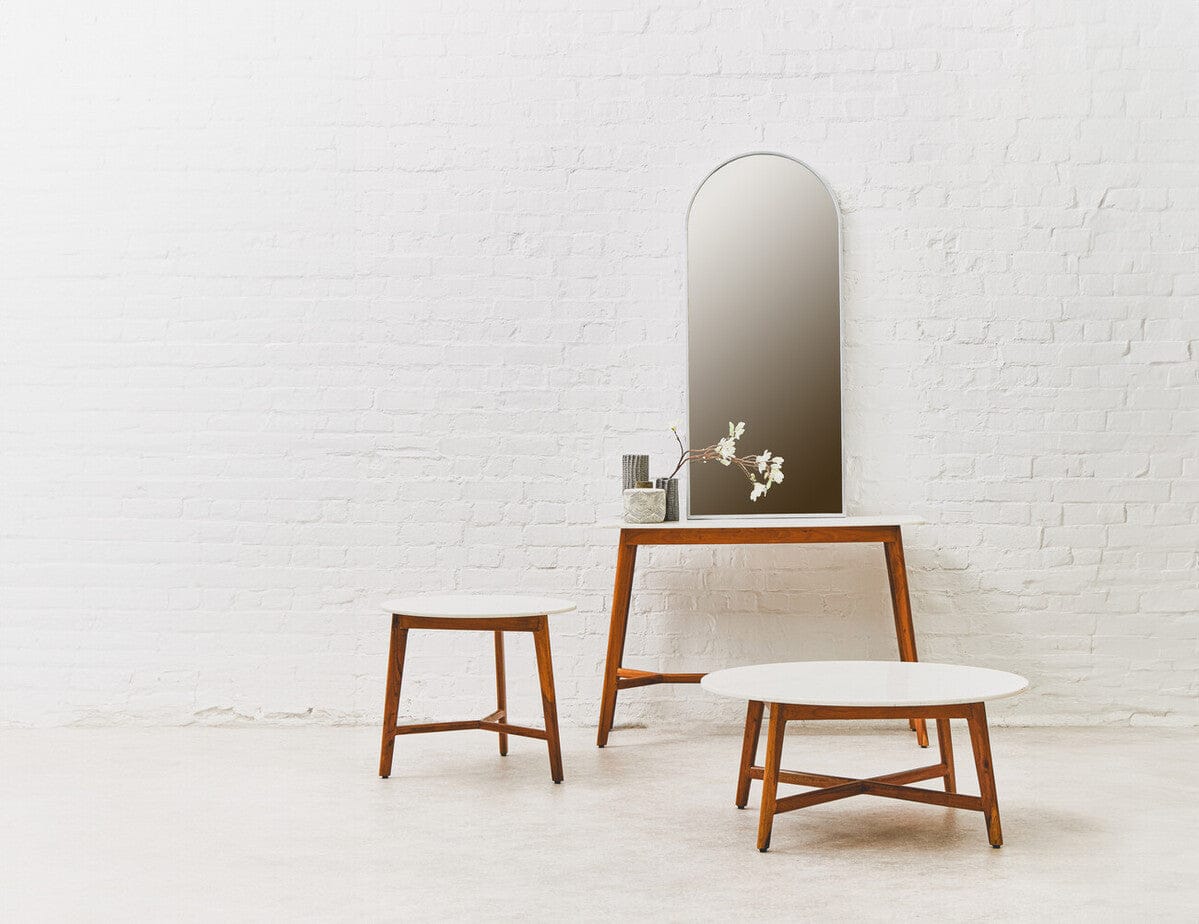 Hamilton Interiors Living Myan Acacia Wood and White Marble Coffee Table House of Isabella UK