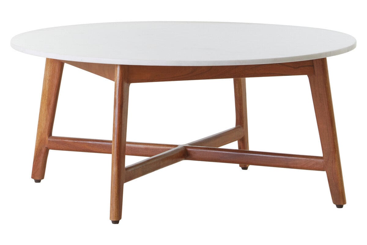 Hamilton Interiors Living Myan Acacia Wood and White Marble Coffee Table House of Isabella UK