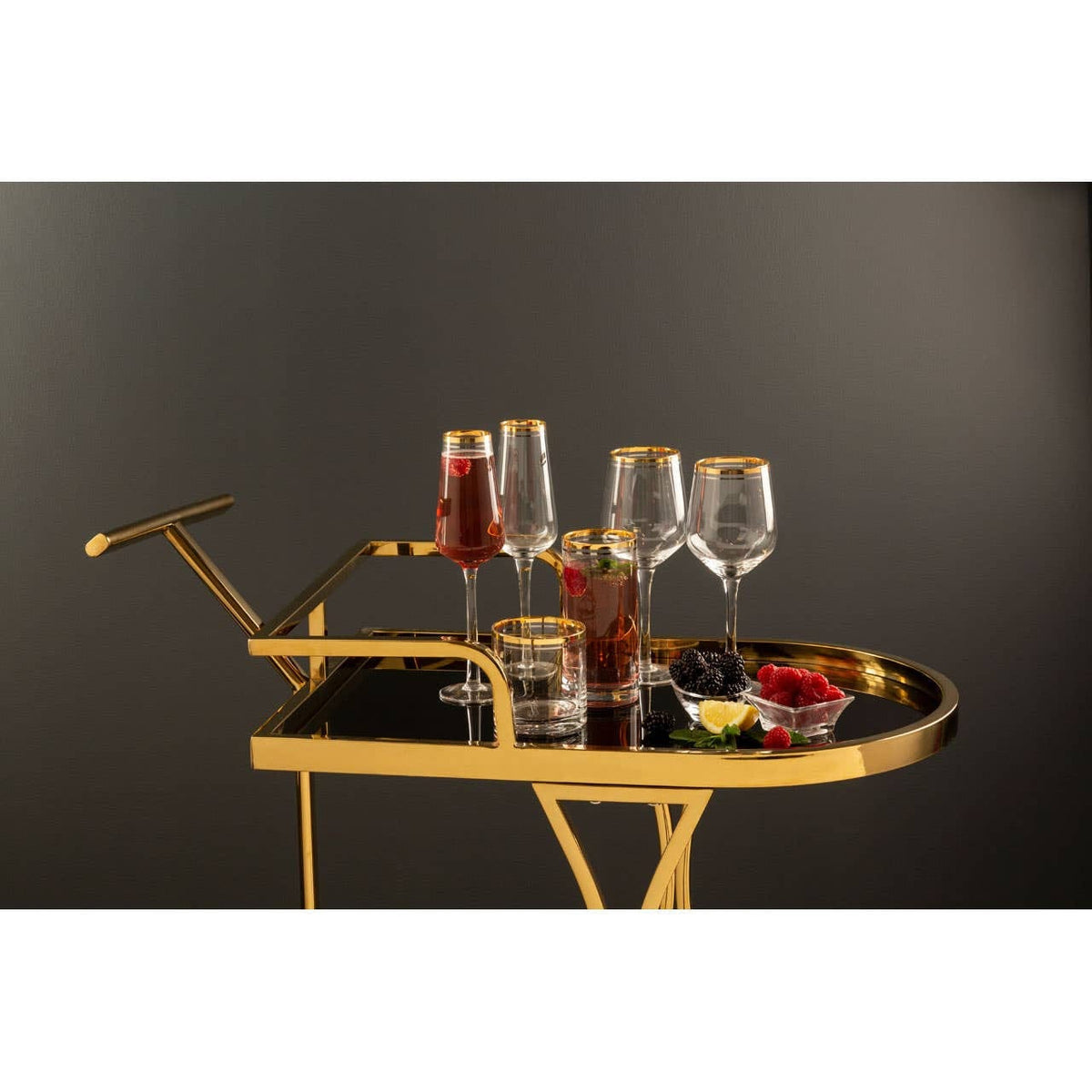 Hamilton Interiors Living Novo 2 Tier Gold And Wavy Design Trolley House of Isabella UK