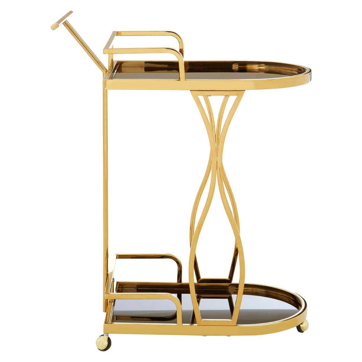 Hamilton Interiors Living Novo 2 Tier Gold And Wavy Design Trolley House of Isabella UK