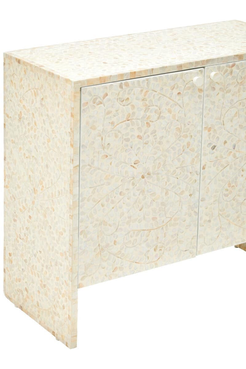Hamilton Interiors Living Obra Flower White Mother Of Pearl Cabinet House of Isabella UK