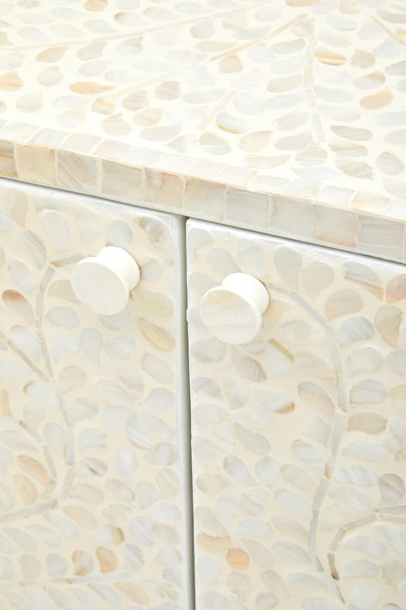 Hamilton Interiors Living Obra Flower White Mother Of Pearl Cabinet House of Isabella UK