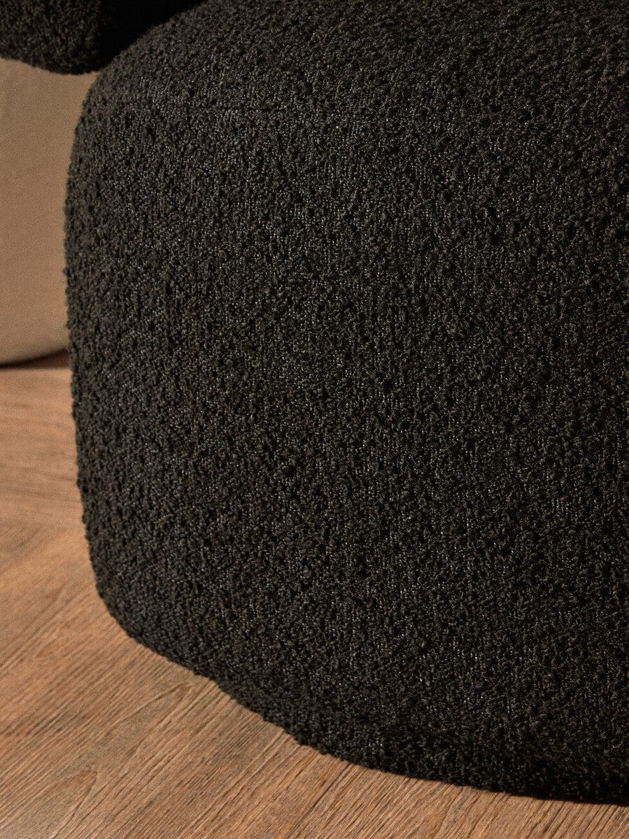 Hamilton Interiors Living Oliveto Black Boucle Curved Swivel Armchair House of Isabella UK