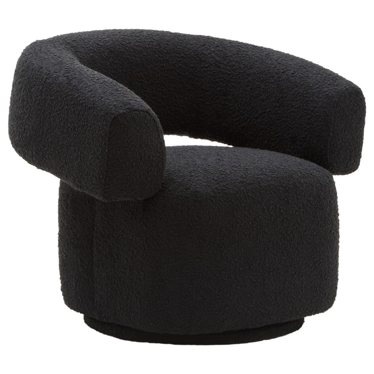 Hamilton Interiors Living Oliveto Black Boucle Curved Swivel Armchair House of Isabella UK