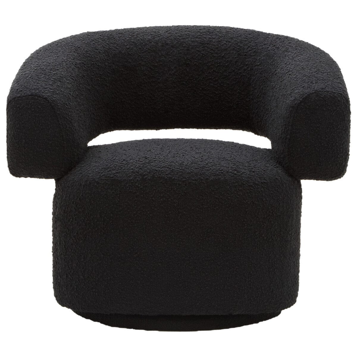 Hamilton Interiors Living Oliveto Black Boucle Curved Swivel Armchair House of Isabella UK