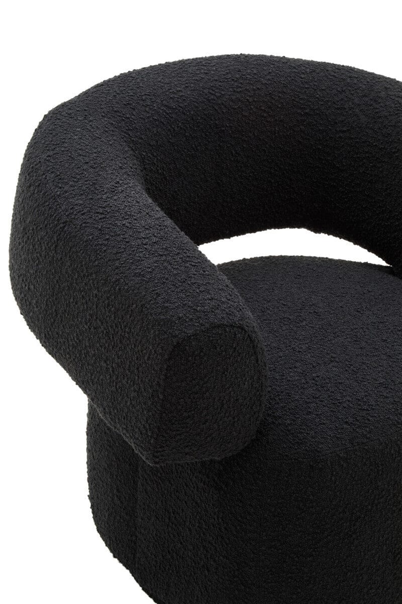 Hamilton Interiors Living Oliveto Black Boucle Curved Swivel Armchair House of Isabella UK