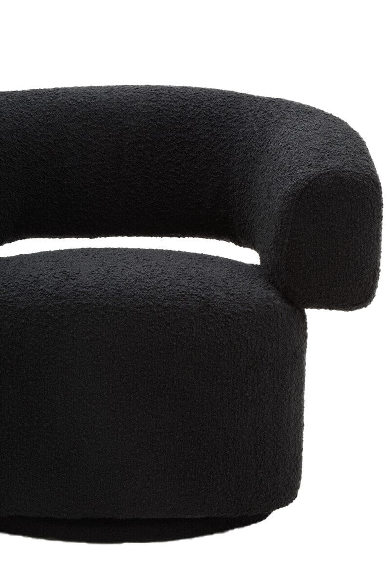Hamilton Interiors Living Oliveto Black Boucle Curved Swivel Armchair House of Isabella UK