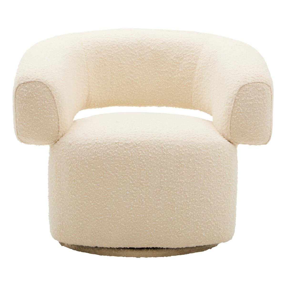 Hamilton Interiors Living Oliveto Ivory Boucle Curved Swivel Armchair House of Isabella UK