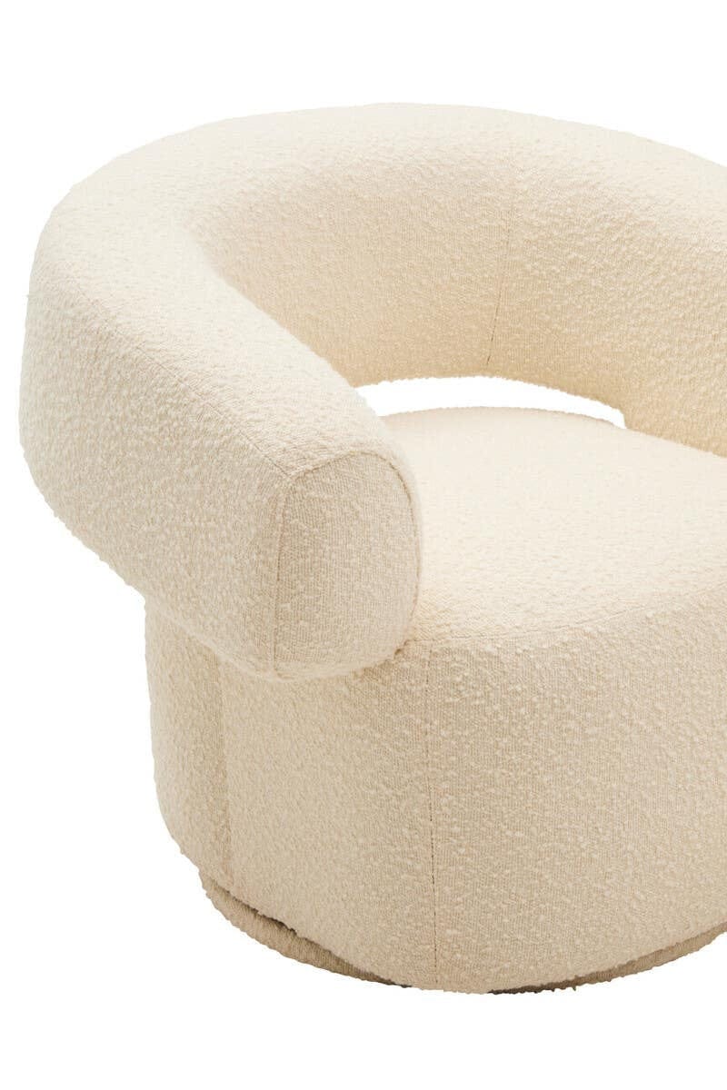 Hamilton Interiors Living Oliveto Ivory Boucle Curved Swivel Armchair House of Isabella UK