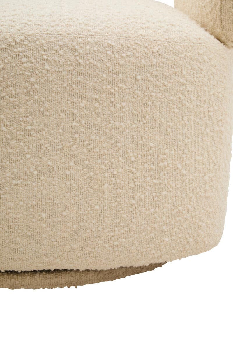 Hamilton Interiors Living Oliveto Ivory Boucle Curved Swivel Armchair House of Isabella UK