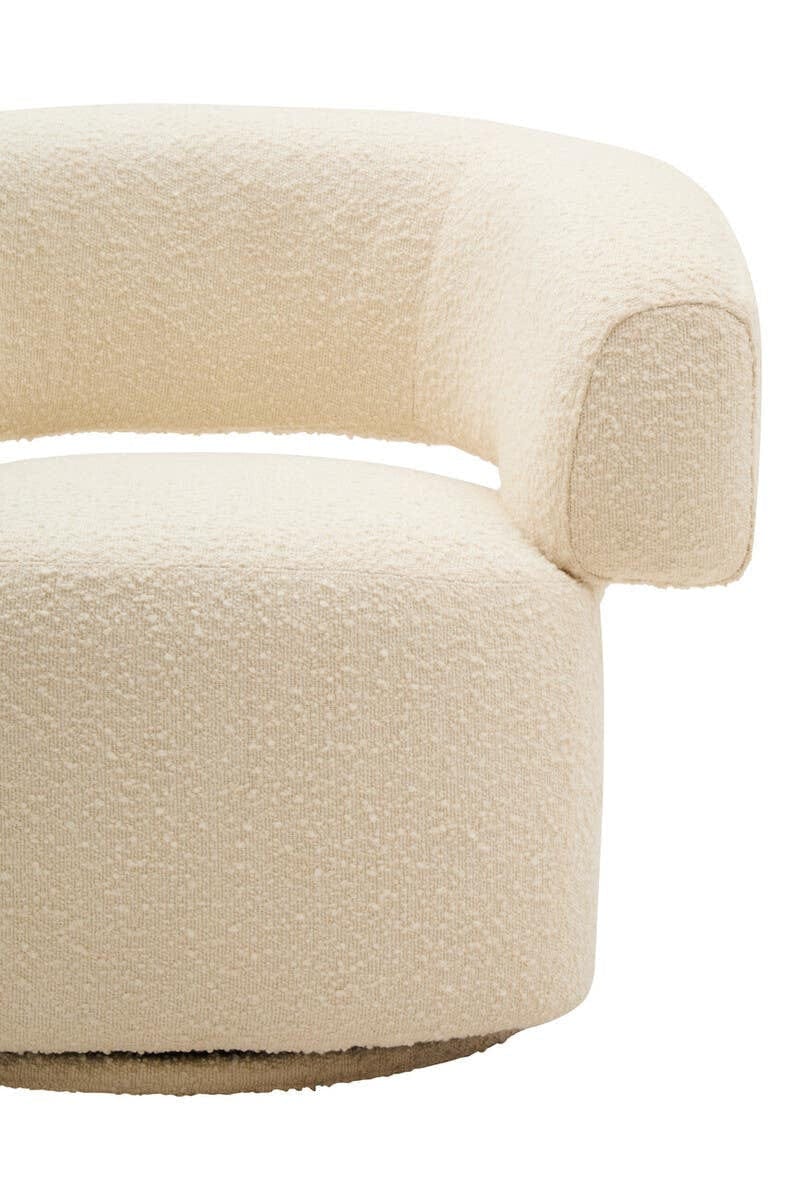 Hamilton Interiors Living Oliveto Ivory Boucle Curved Swivel Armchair House of Isabella UK