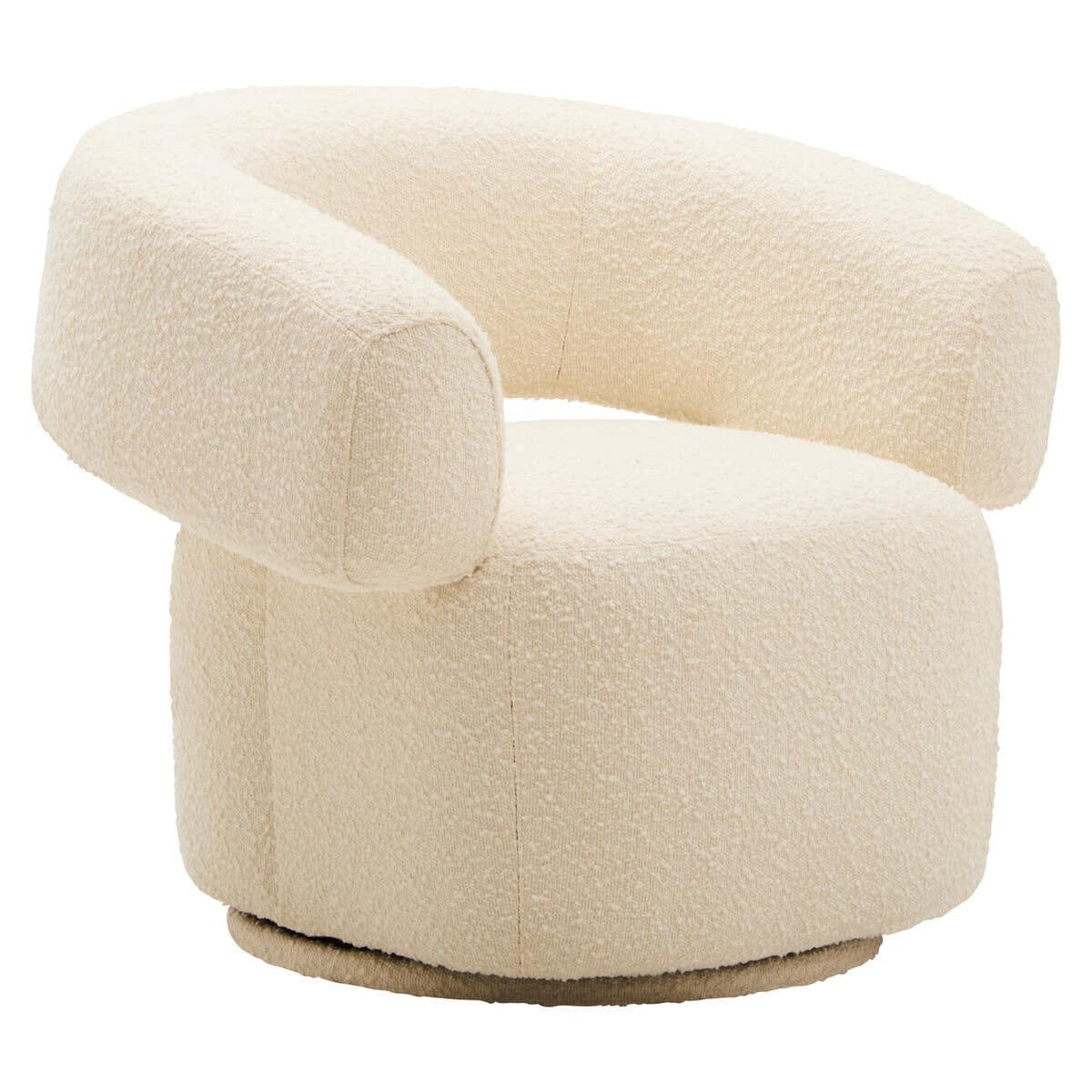 Hamilton Interiors Living Oliveto Ivory Boucle Curved Swivel Armchair House of Isabella UK