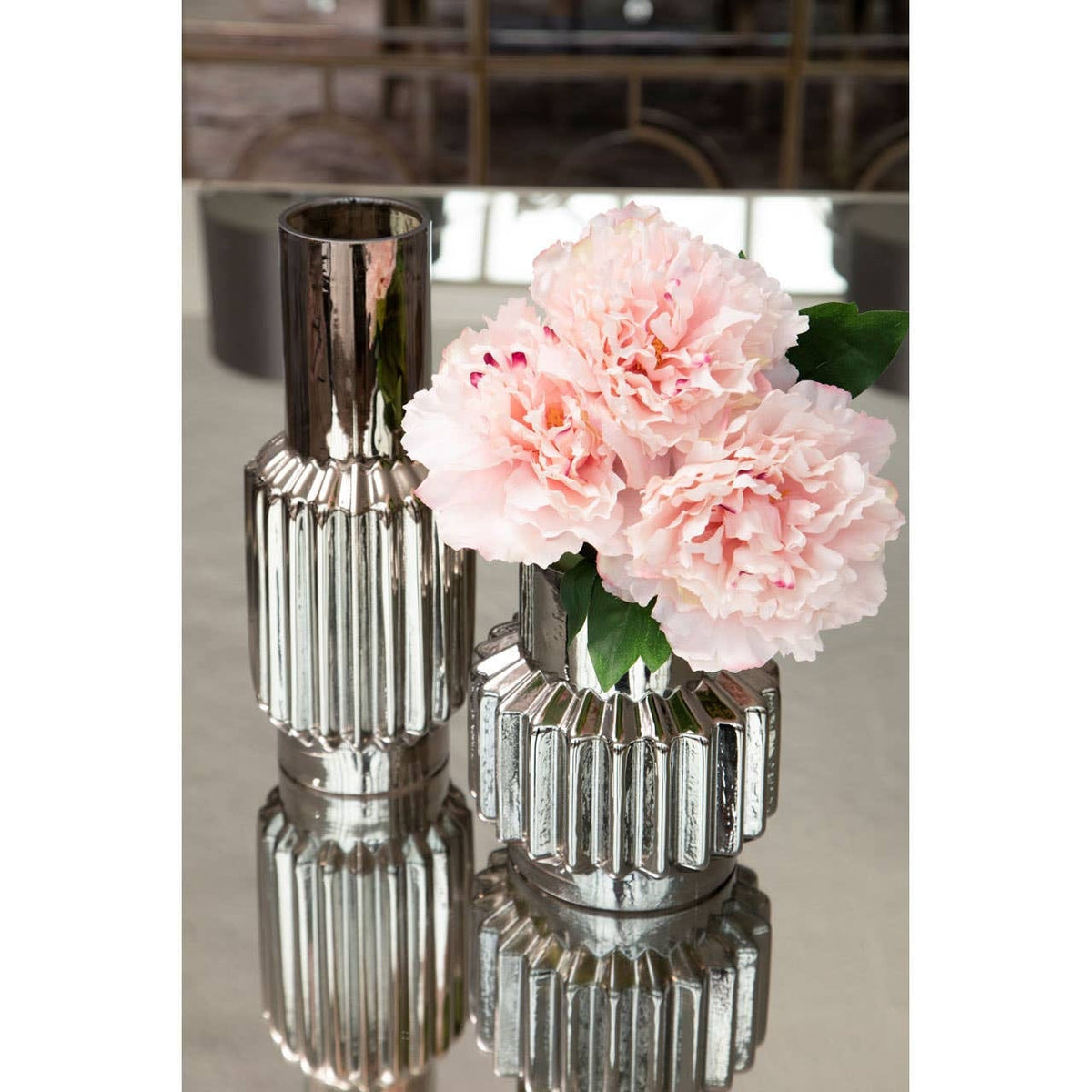 Hamilton Interiors Living Onice Silver Large Glass Vase House of Isabella UK