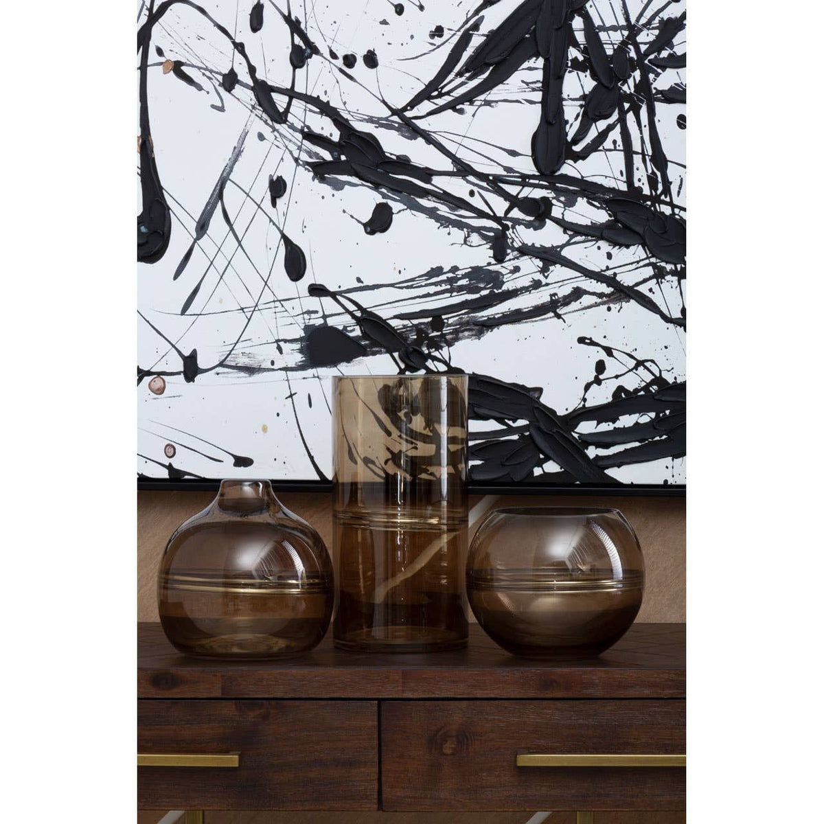 Hamilton Interiors Living Optik Smoked Glass Round Vase House of Isabella UK