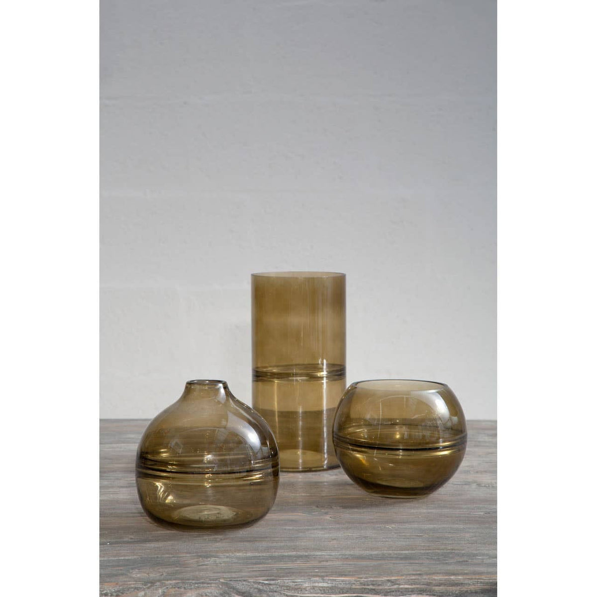 Hamilton Interiors Living Optik Smoked Glass Round Vase House of Isabella UK