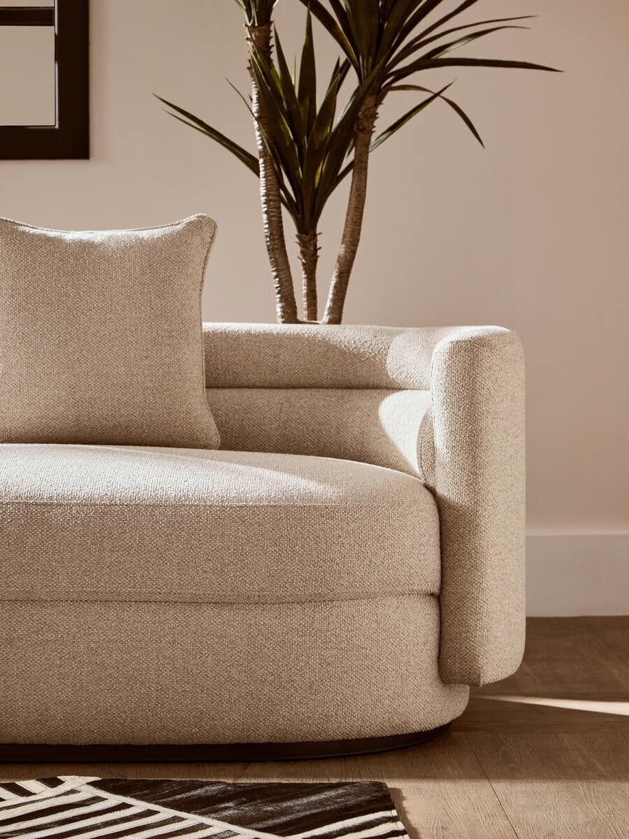 Hamilton Interiors Living Oratino Ivory Linen 3 Seater Curved Sofa House of Isabella UK